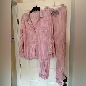 Victoria's Secret Pink and Gray Striped Pajama Set